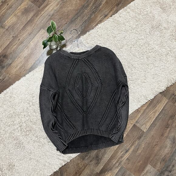 Buckle Gilded Intent Size XS Oversized Distressed Washed Gray Crewneck Sweater - Picture 3 of 7